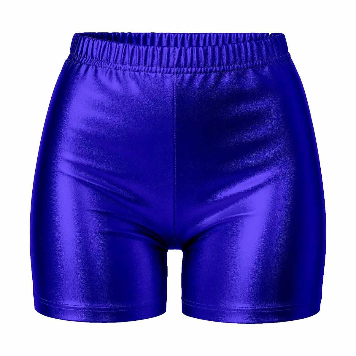 Pantaloncino metallizzato blu corto
