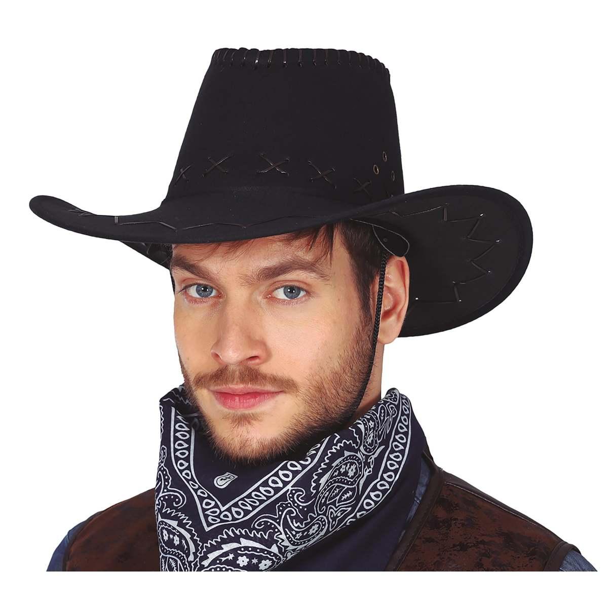 Cappello cowboy nero cuciture