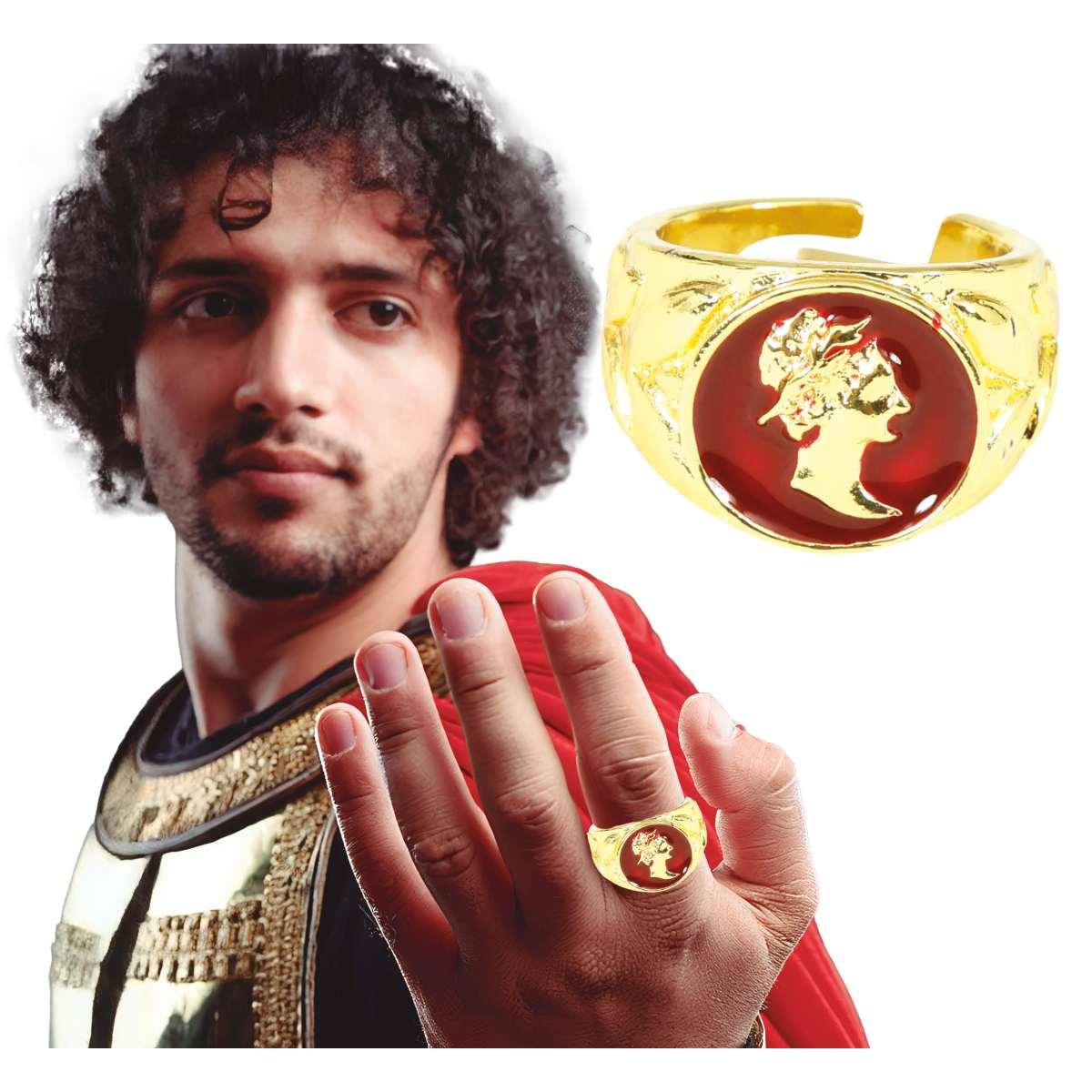 Anello metallo romano oro stemma
