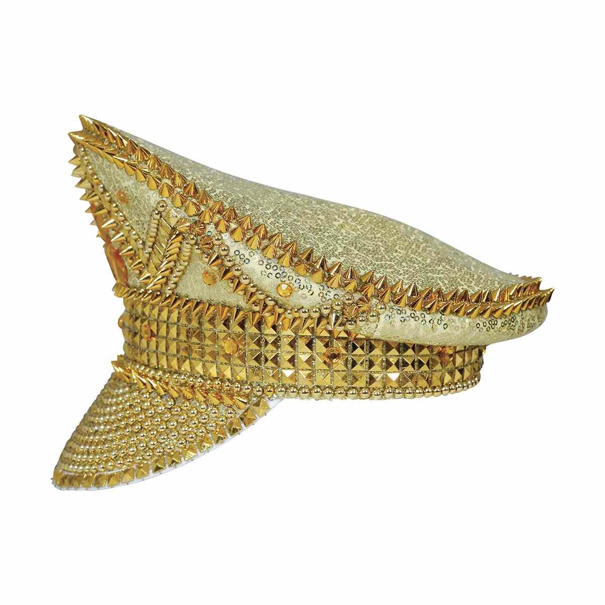 Cappello oro strass visiera