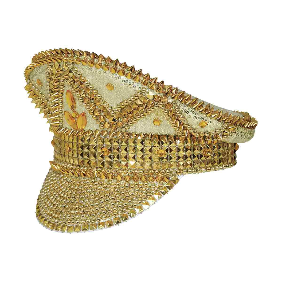 Cappello oro strass visiera