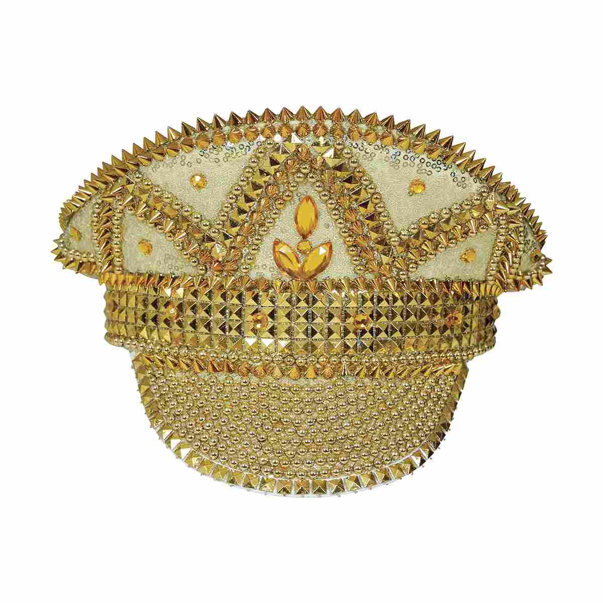 Cappello oro strass visiera