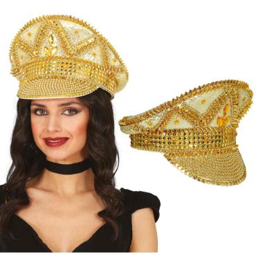 Cappello oro strass visiera