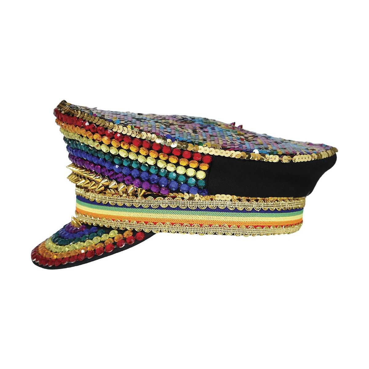 Cappello multicolor strass visiera