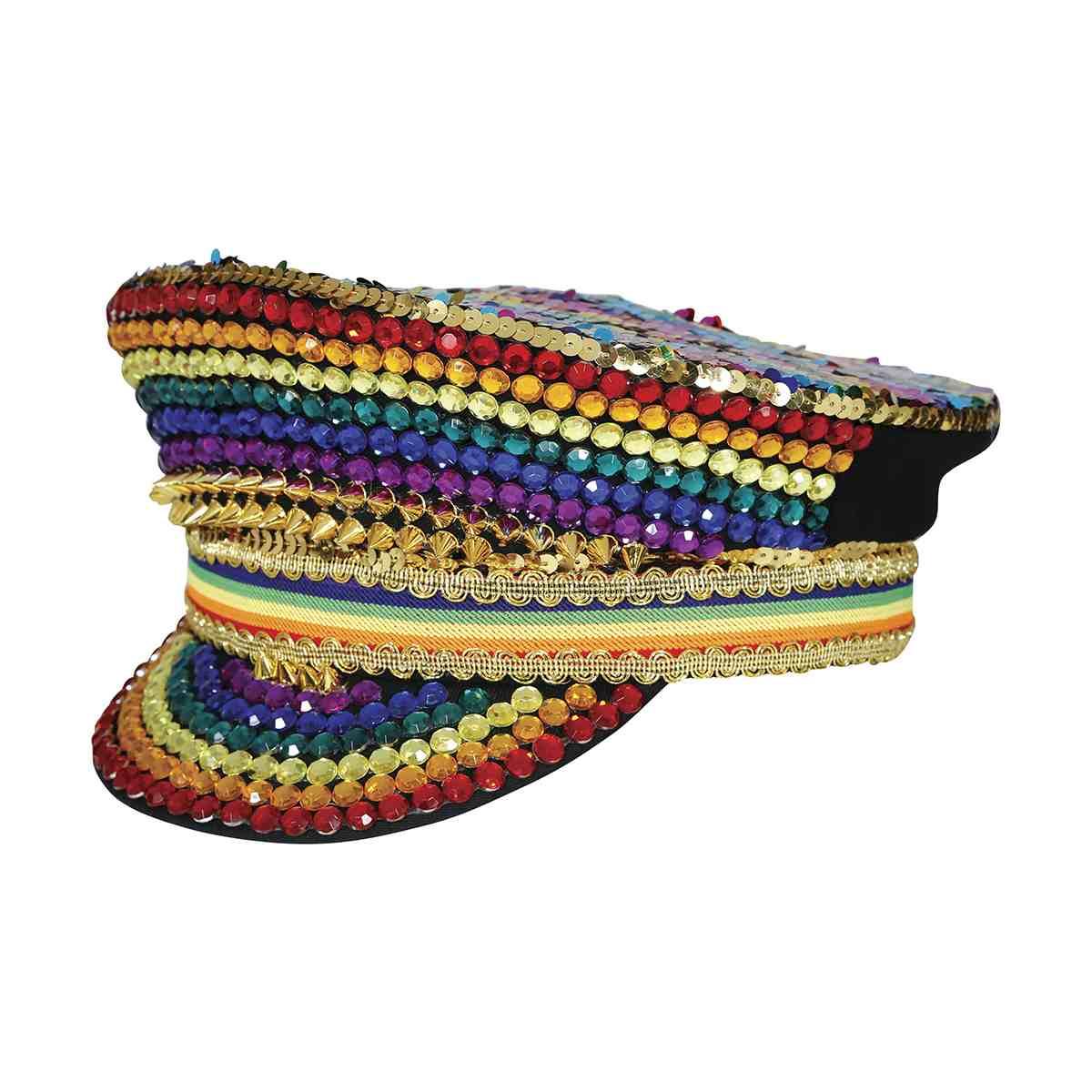 Cappello multicolor strass visiera