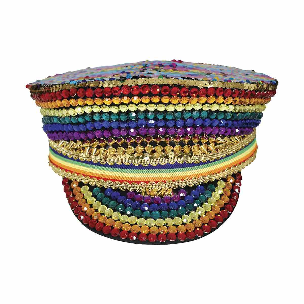 Cappello multicolor strass visiera