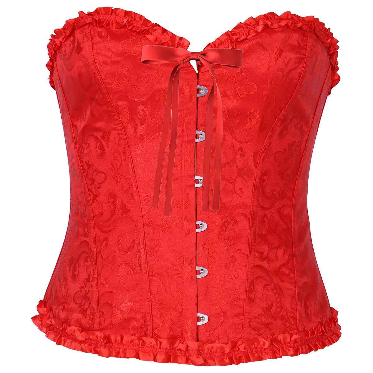 Bustino corpetto rosso ricamato