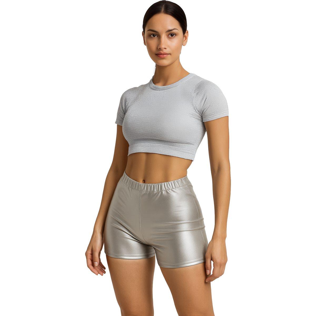 Pantaloncino argento metallizzato