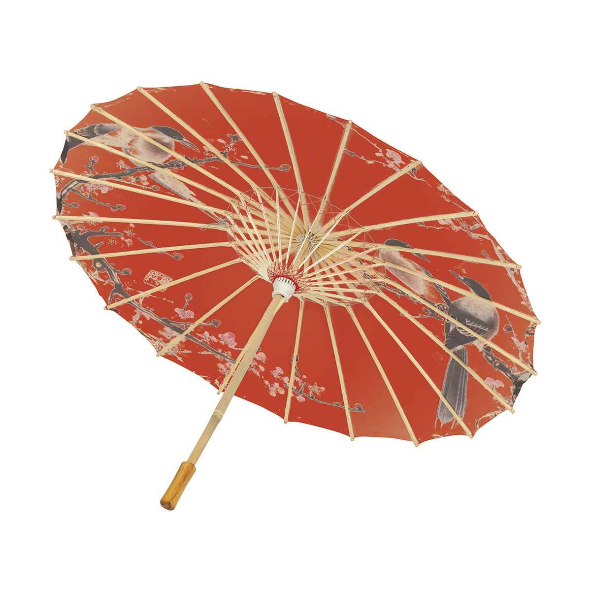 Ombrellino legno carta rosso decori orientali