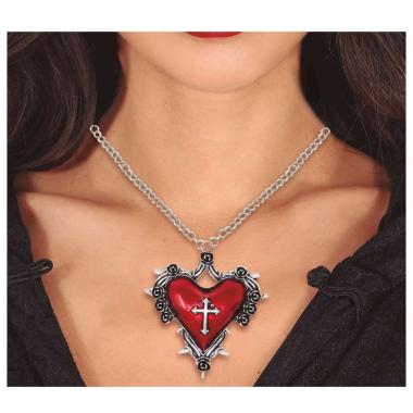 Collana metallo cuore rosso