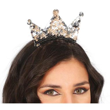 Cerchietto corona paillettes argento
