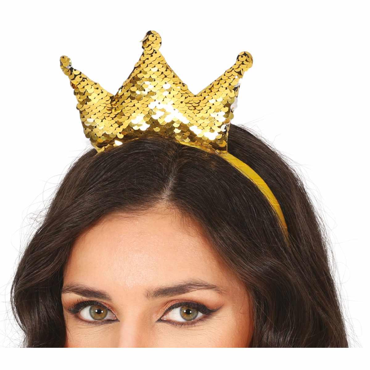 Cerchietto corona paillettes oro
