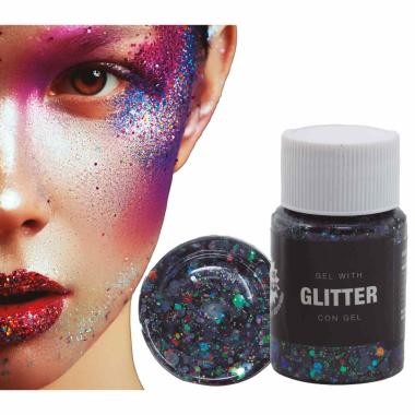 Trucco gel glitter nero gr