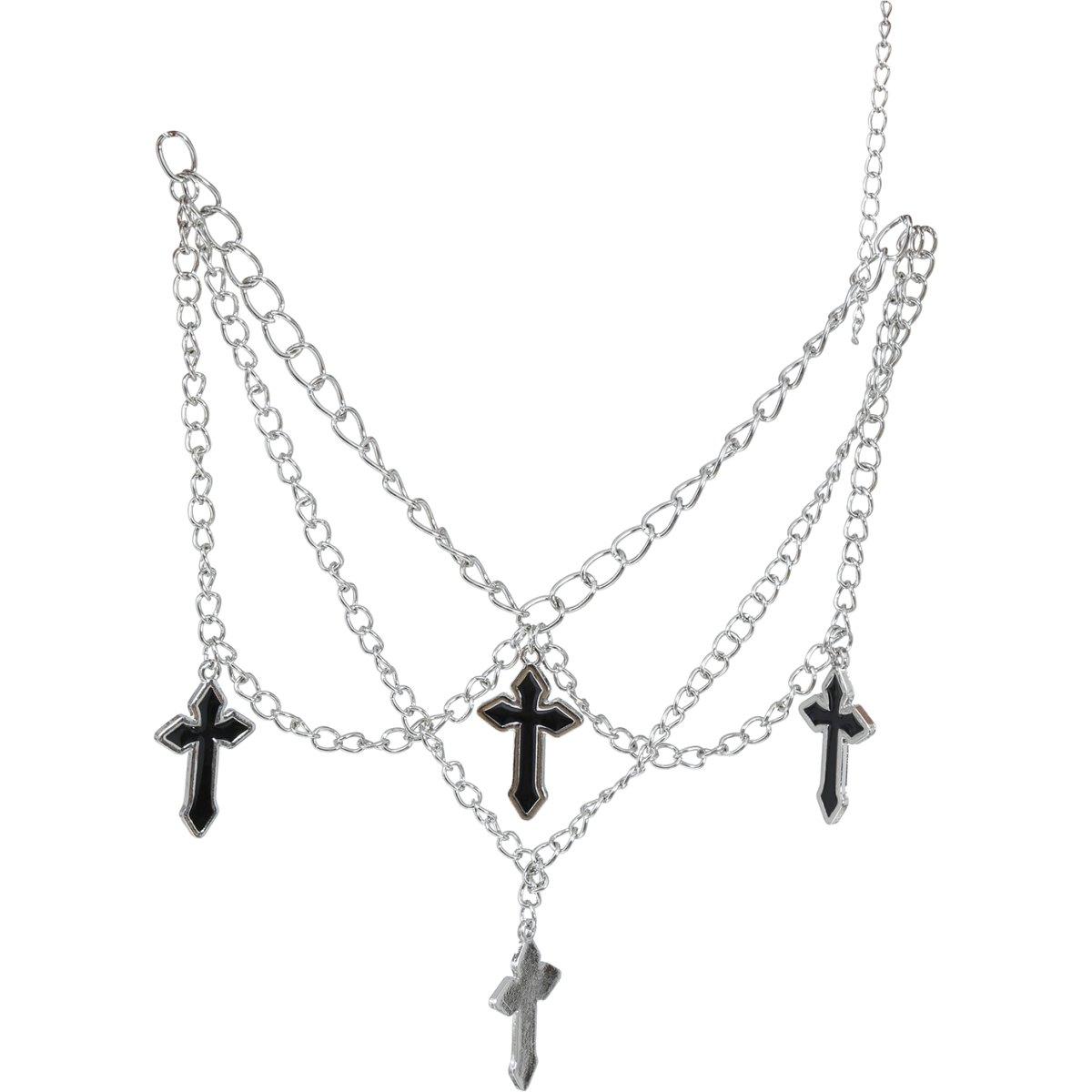 Collana metallo 4 croci nere