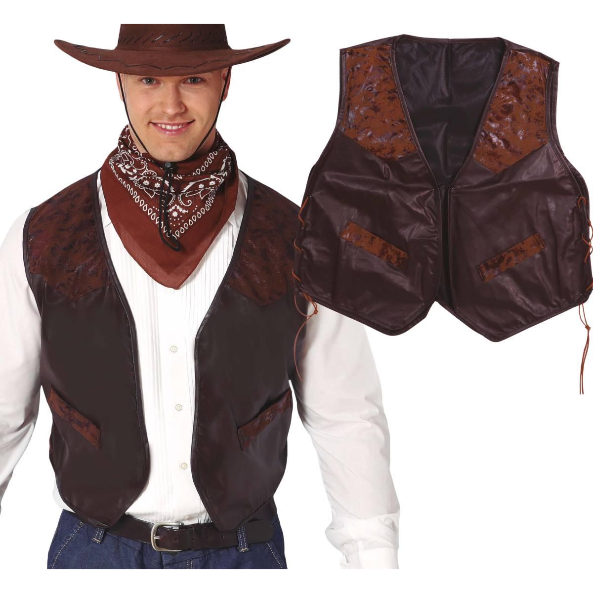 Costume gilet cowboy marrone