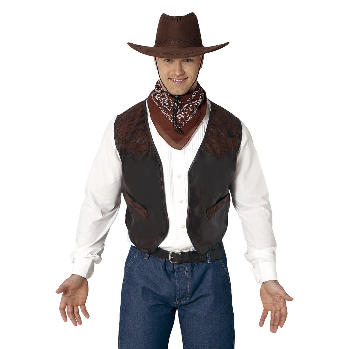 Costume gilet cowboy marrone