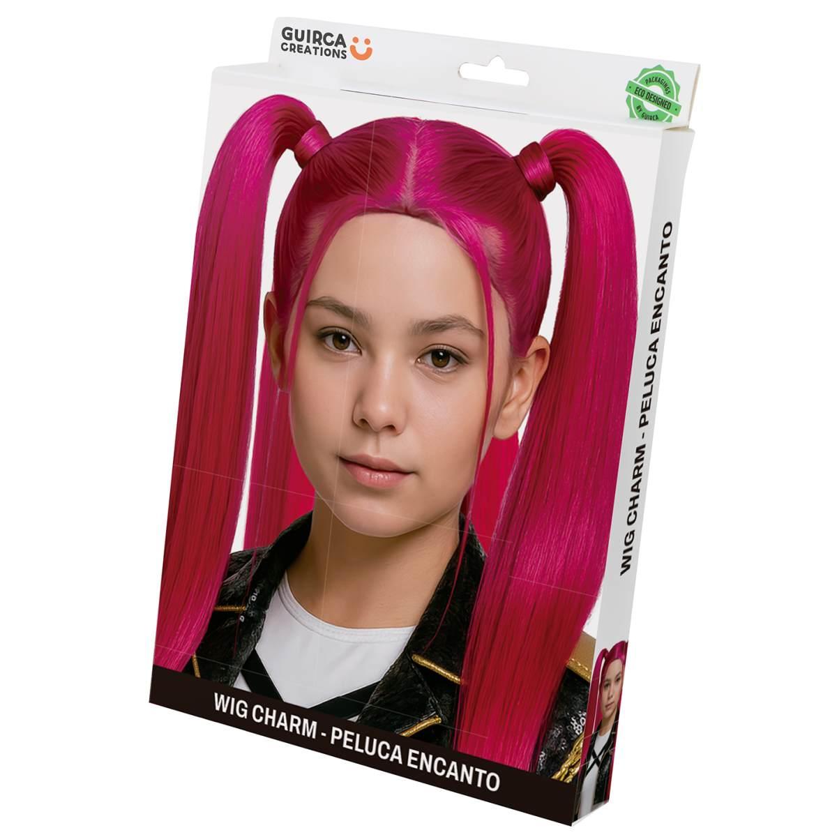 Parrucca rosa manga pop lunga liscia codini modello k