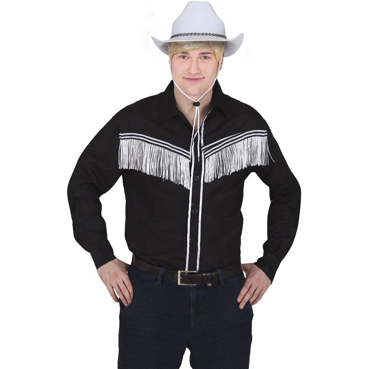 Camicia nera cowboy frange