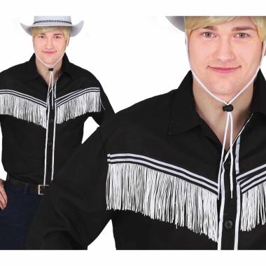 Camicia nera cowboy frange