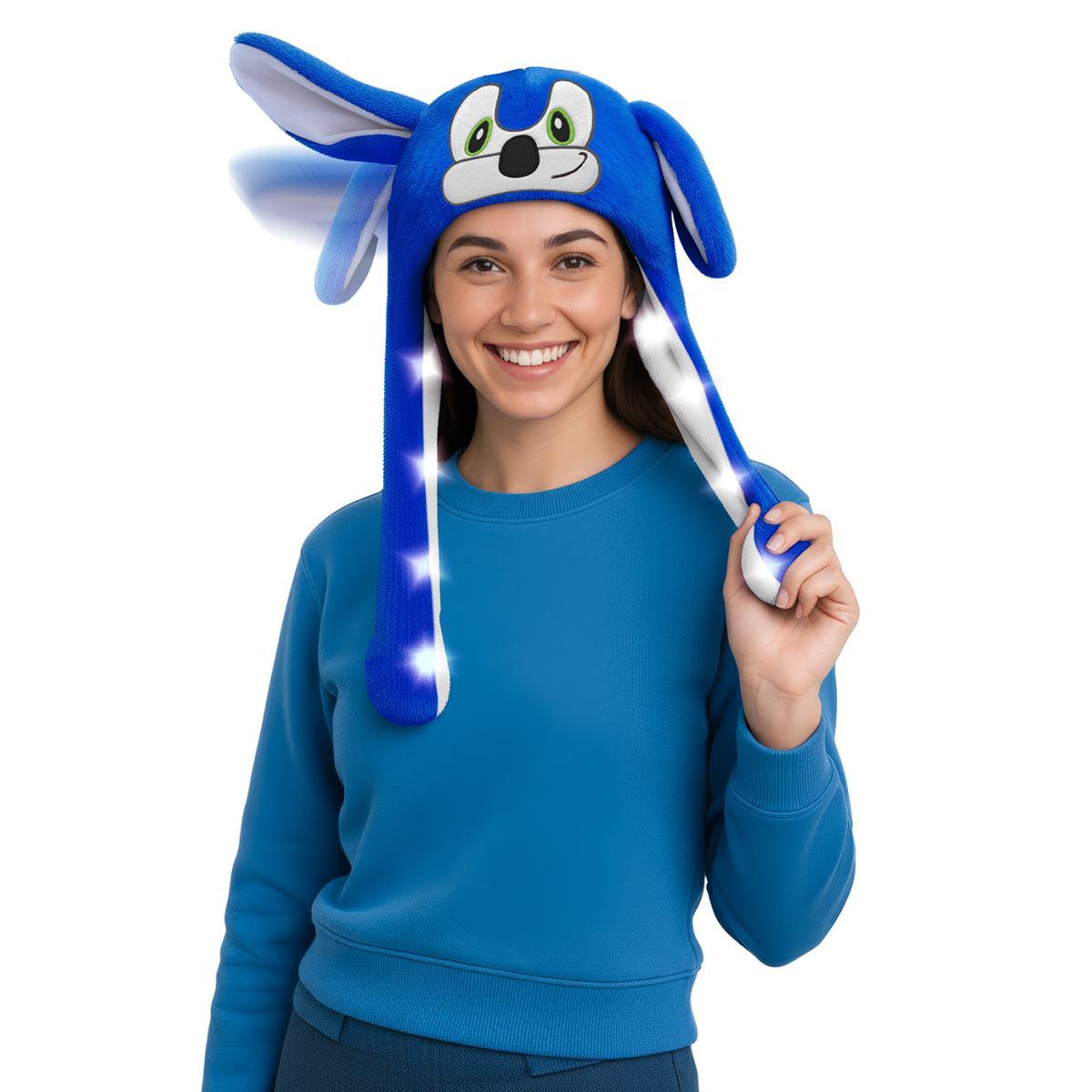 Cappello animale blu sonic luci movimento