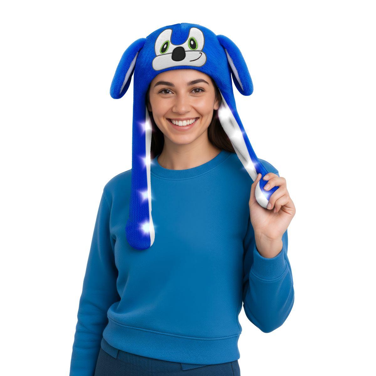 Cappello animale blu sonic luci movimento