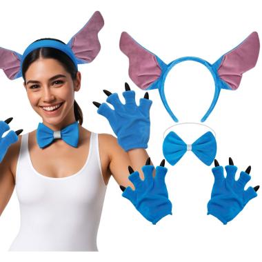 Cerchietto mostriciattolo blu guanti papillon