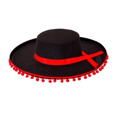 Cappello torero feltro nero rosso