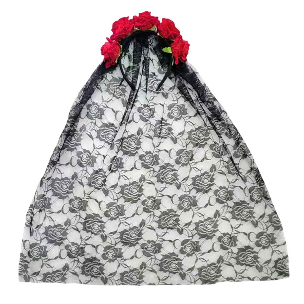 Cerchietto veletto nero rose rosse