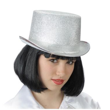 Cappello cilindro lamè argento