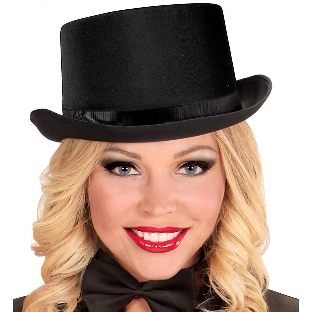 Cappello cilindro nero bifloccato
