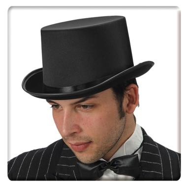 Cappello cilindro nero feltro raso