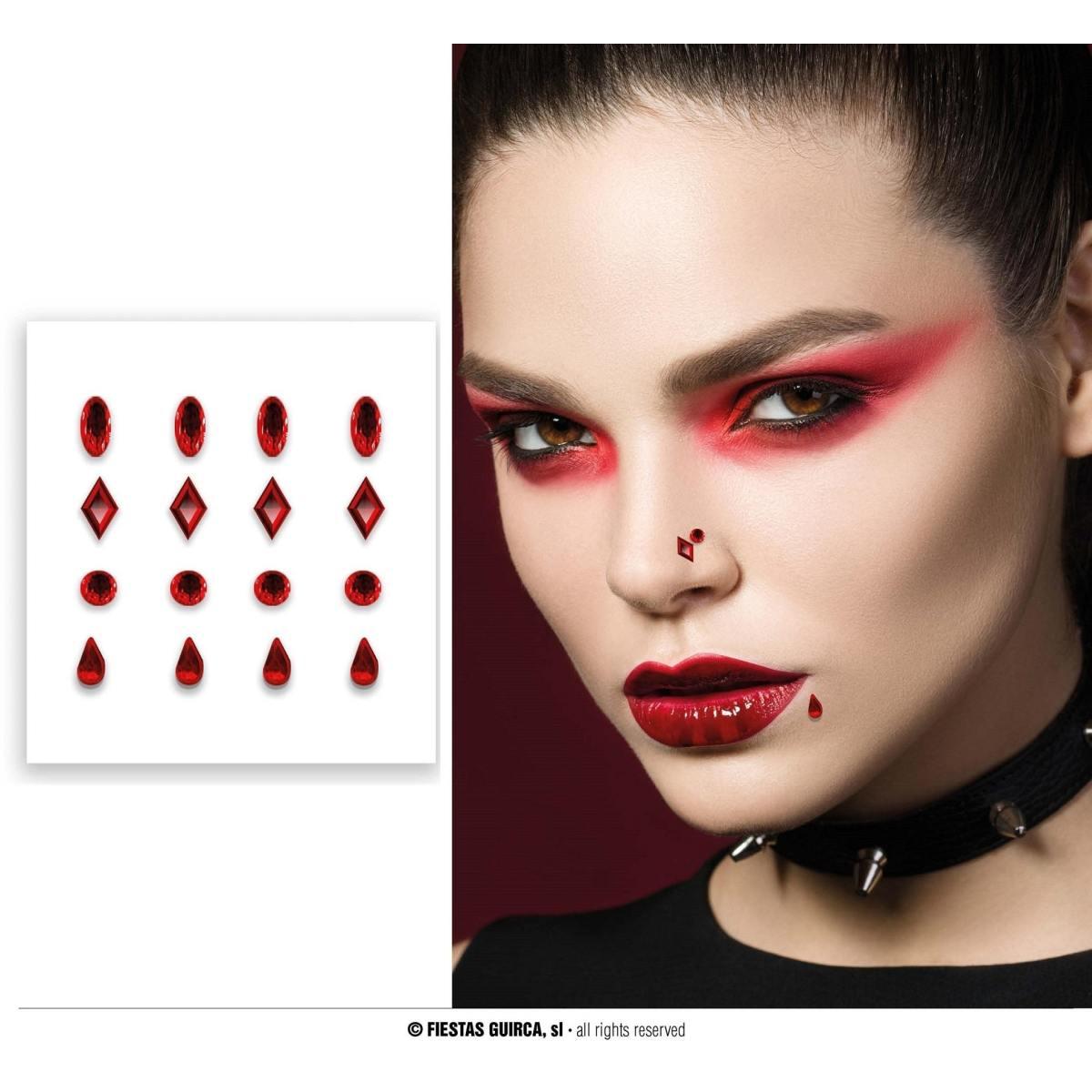 Trucco decorazioni adesive viso rosse piercing