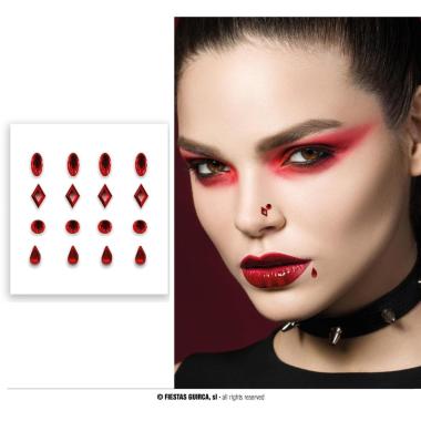 Trucco decorazioni adesive viso rosse piercing