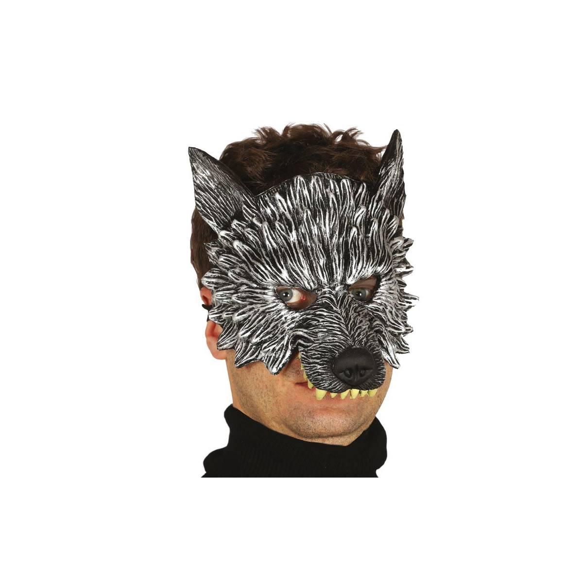 Maschera viso lattice lupo grigio mezzovolto