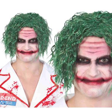 Parrucca clown joker verde corta