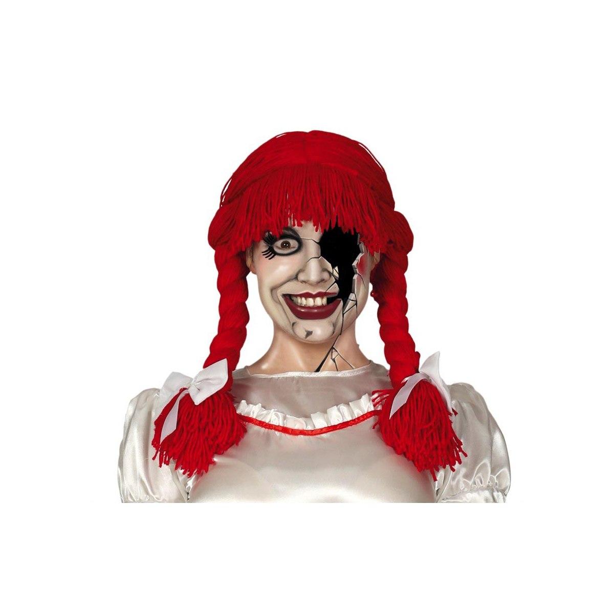 Parrucca rossa trecce lana