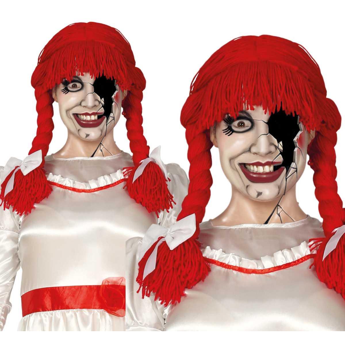 Parrucca rossa trecce lana