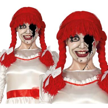 Parrucca rossa trecce lana