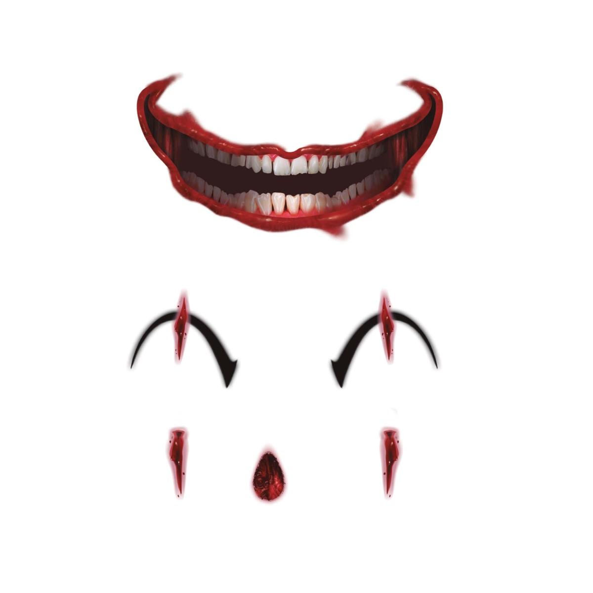 Tatuaggi viso rimovibili clown assassino