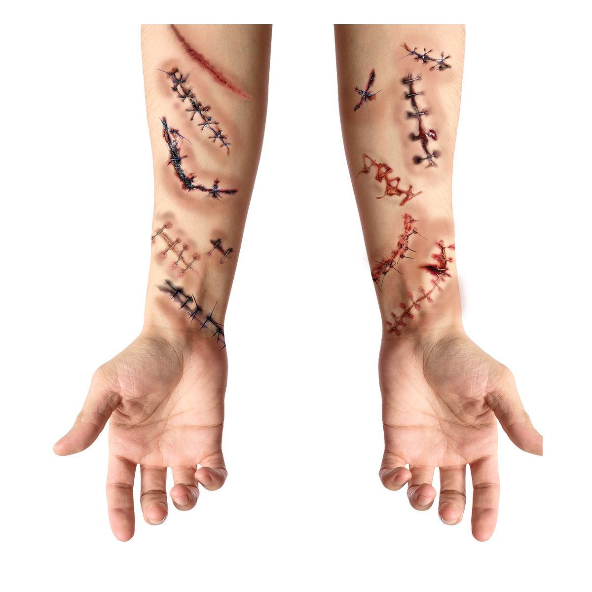 Tatuaggi rimovibili corpo cicatrici insanguinate
