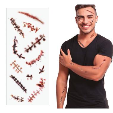 Tatuaggi rimovibili corpo cicatrici insanguinate
