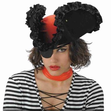 Cappello tricorno piratessa nero bandana rossa