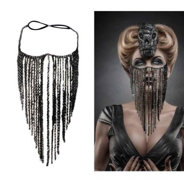 Maschera viso gioielli pietre nere