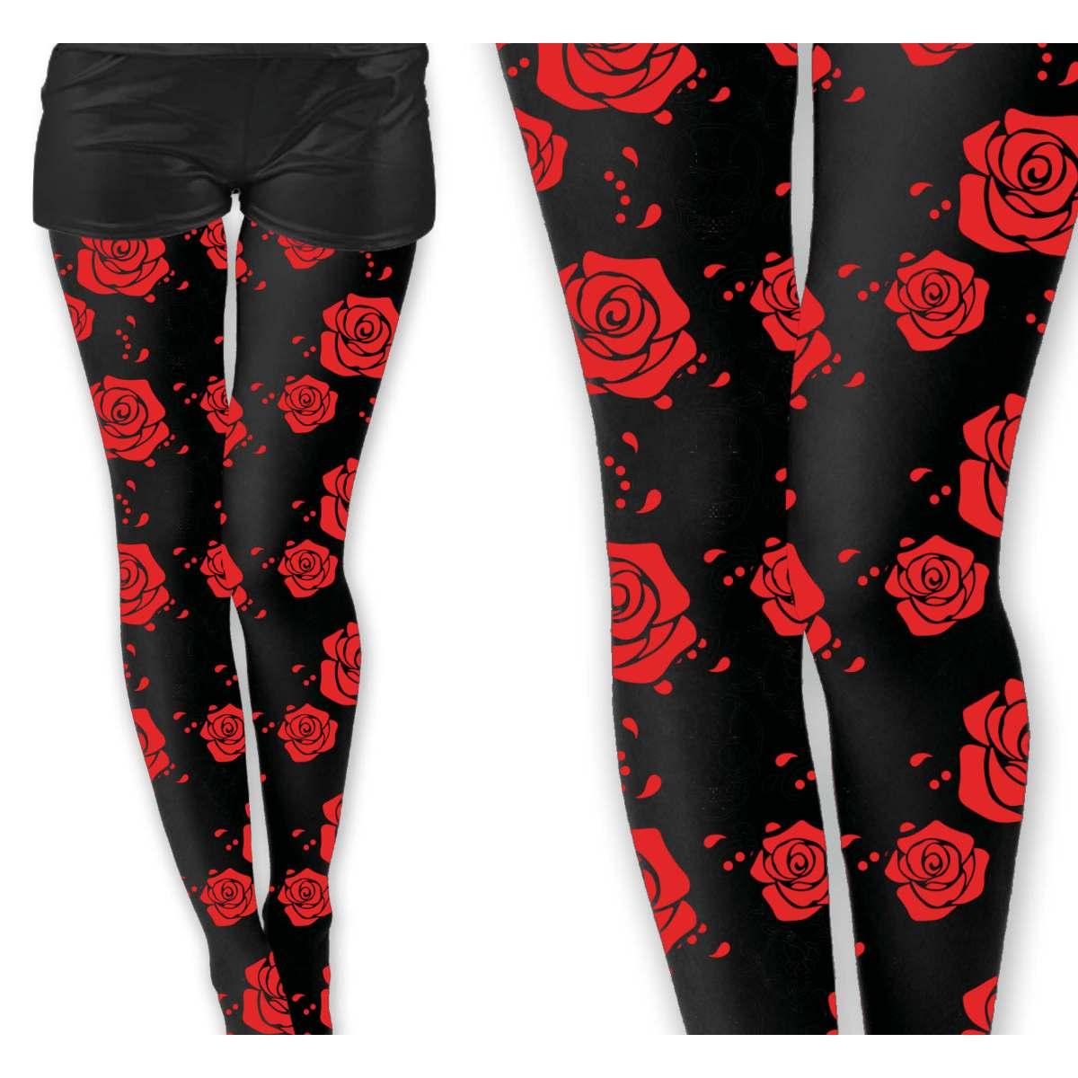 Collant catrina nere rose rosse