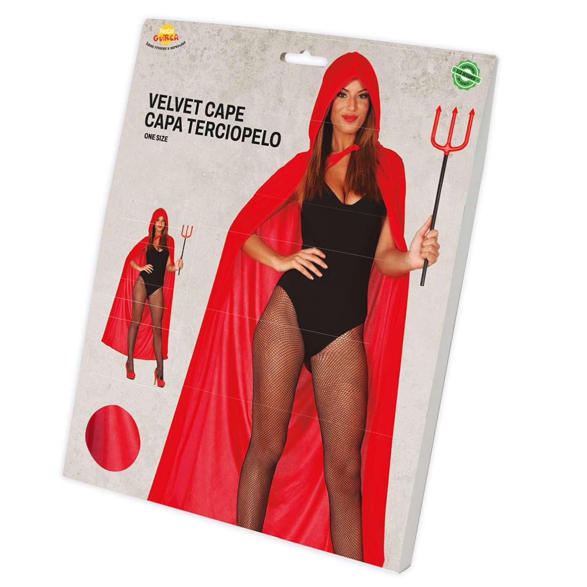 Mantello velluto rosso cappuccio