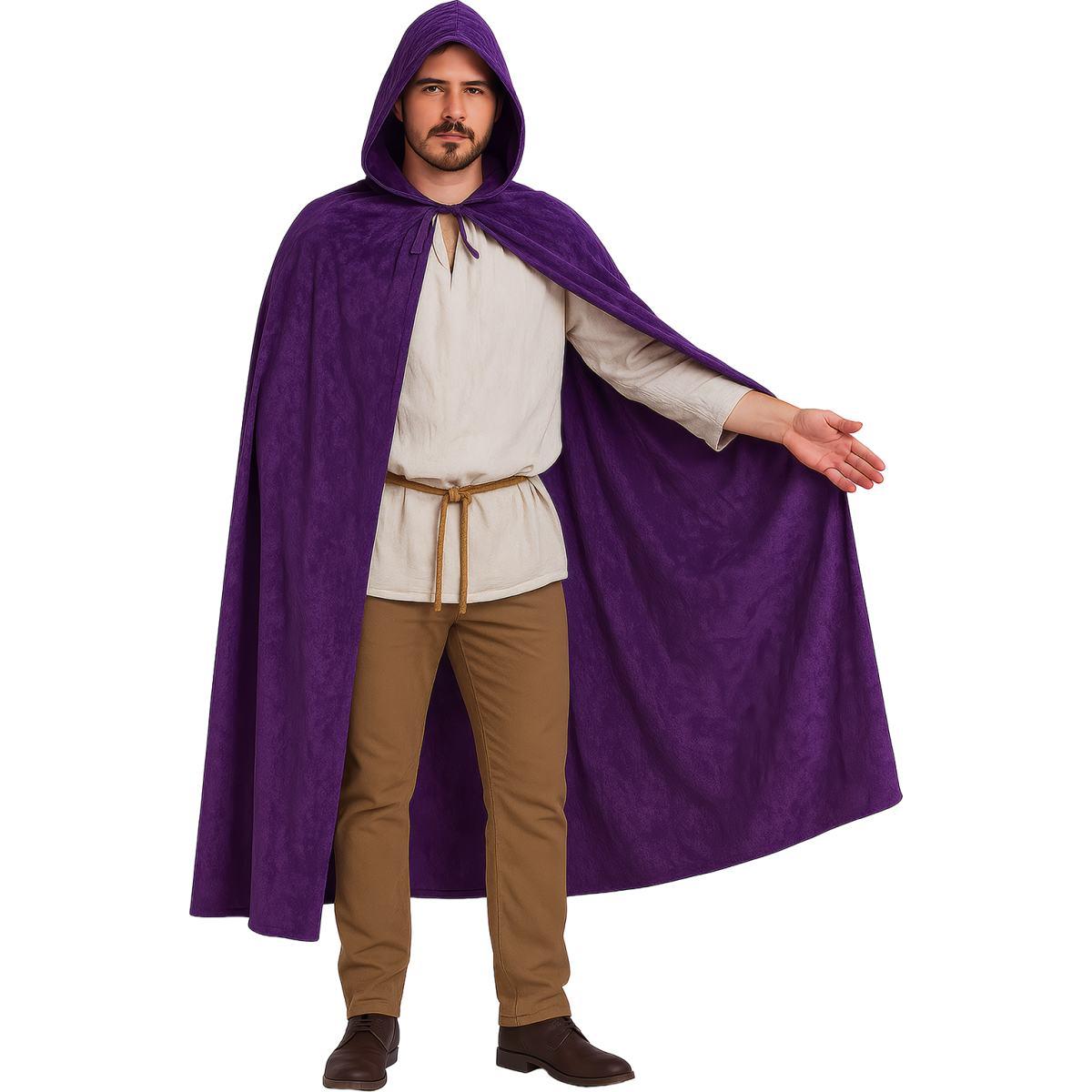 Mantello velluto viola cappuccio