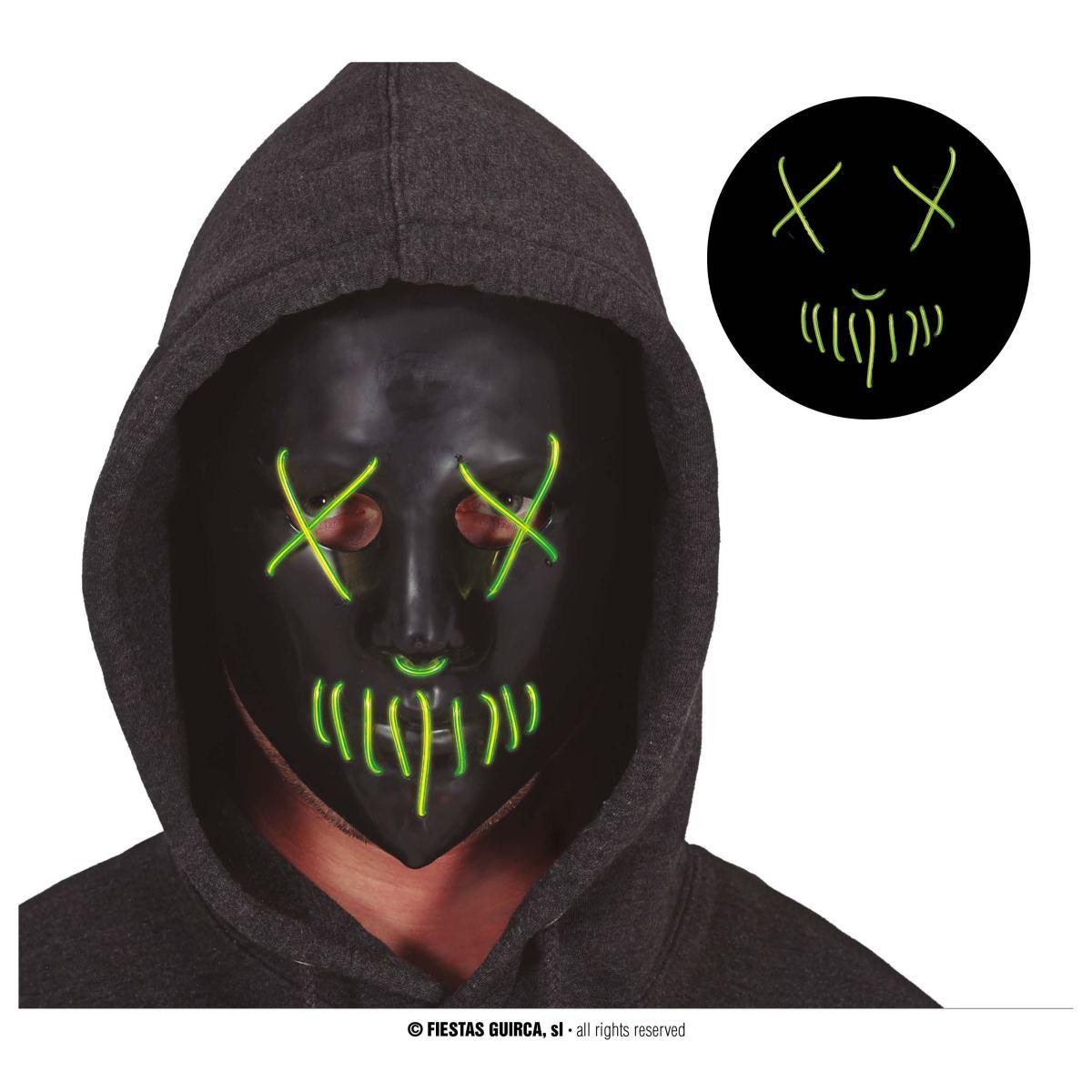 Maschera viso pvc horror luce verde