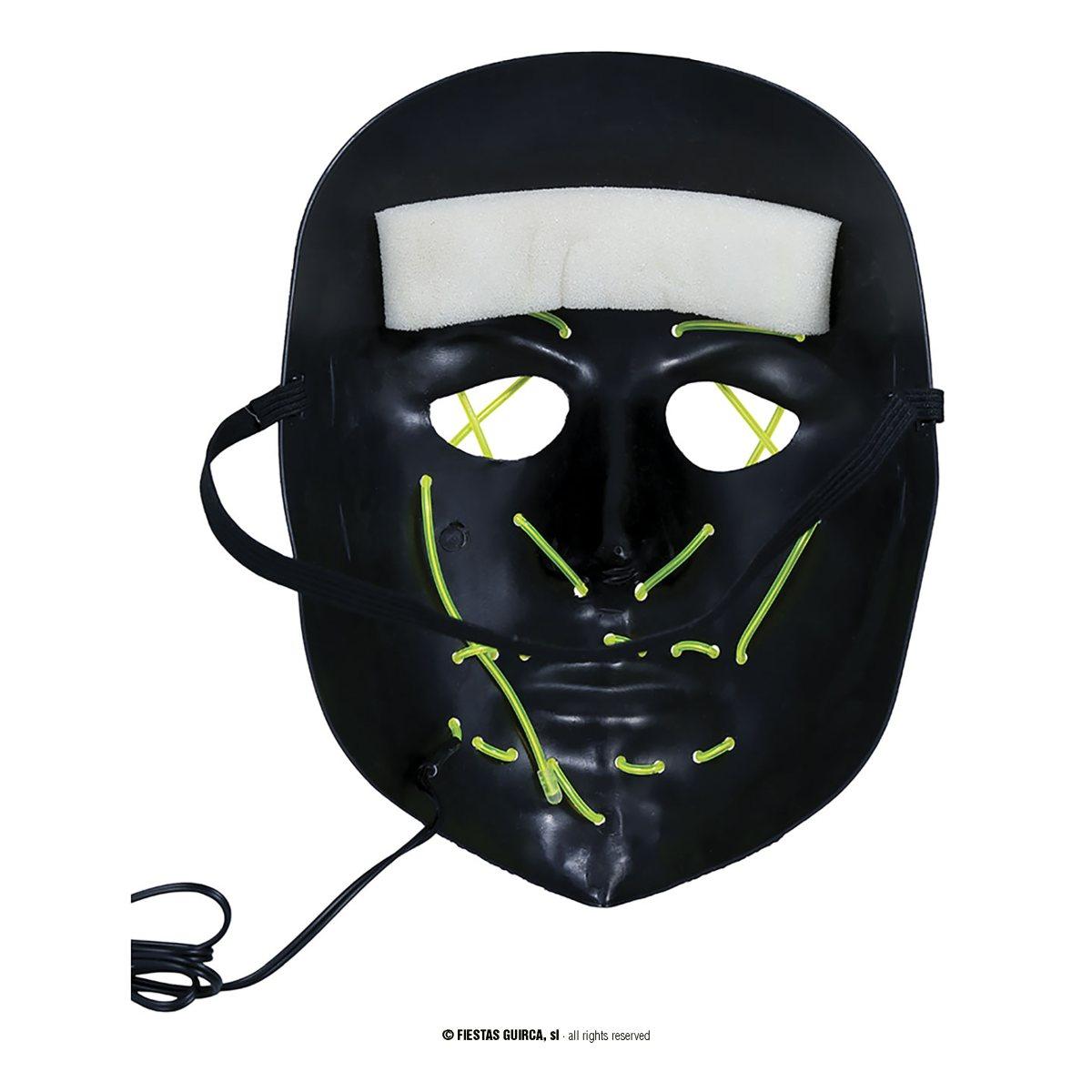 Maschera viso pvc horror luce verde