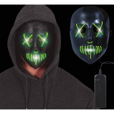 Maschera viso pvc horror luce verde