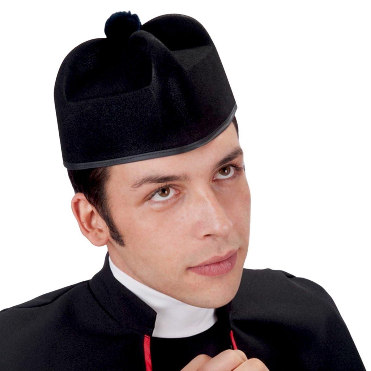 Cappello prete papalina nera